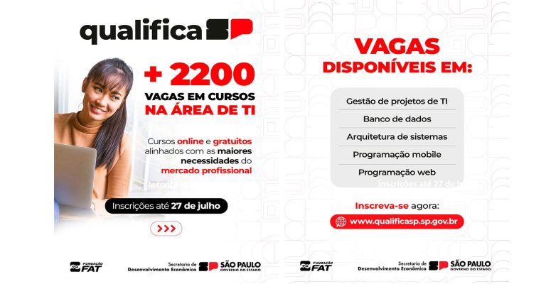 Qualifica SP: inscrições prorrogadas para novas turmas dos cursos de Tecnologia da Informação