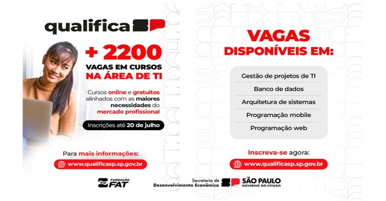Qualifica SP: inscrições abertas para novas turmas dos cursos de Tecnologia da Informação
